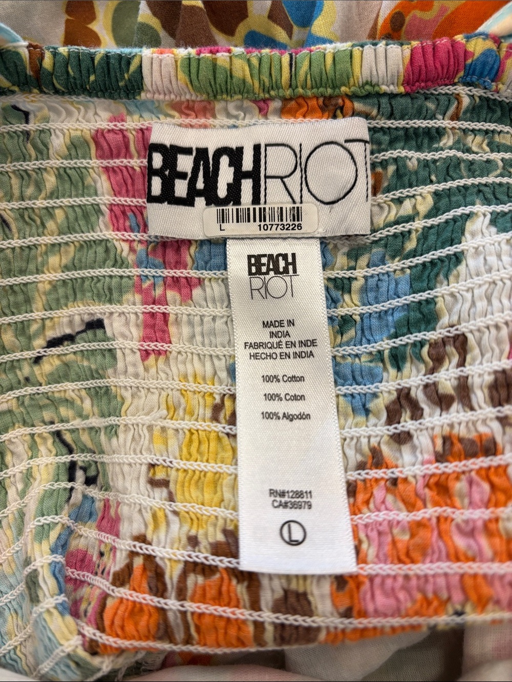 Beach Riot Charlotte Beach Tie-Shoulder Maxi Dress Large $178 100% Cotton Vacay - Picture 8 of 8